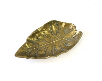 Brass Leaf Dish | Vintage Brass Trinket Tray