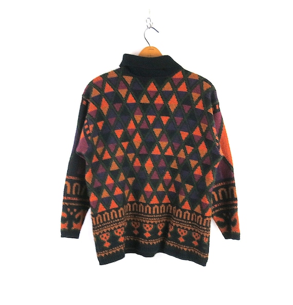 Triangle Pattern Turtleneck Sweater |  Vintage 90… - image 1