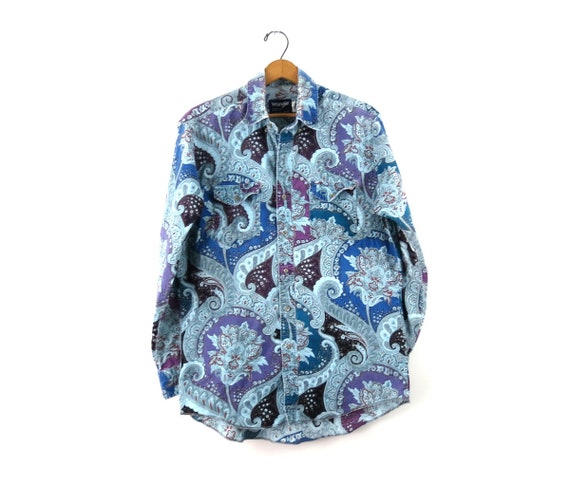 Vintage Paisley WRANGLER Shirt Button 