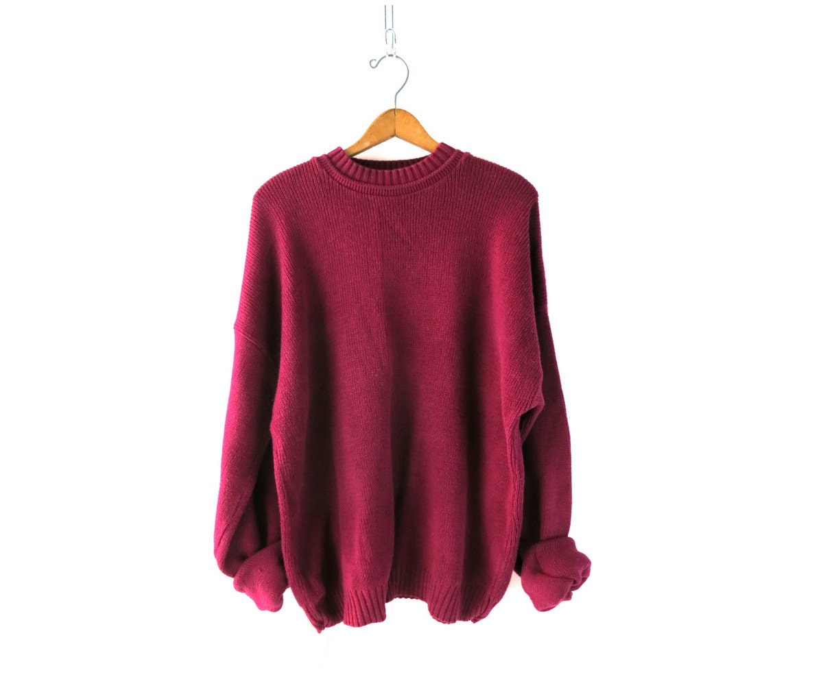 Simple Cotton Sweater Vintage 90s Berry 