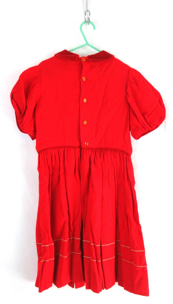 1950s Vintage Child's Dress Red Mid Century Kid's… - image 2