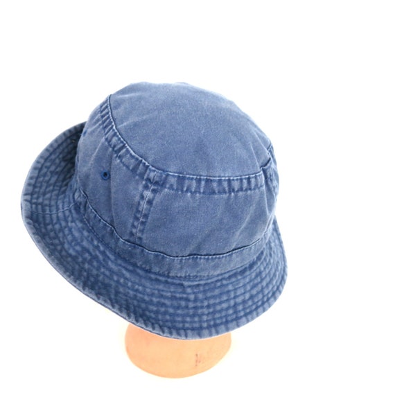 Blue Cotton Bucket Hat | Vintage Nissun Hat | Lar… - image 7