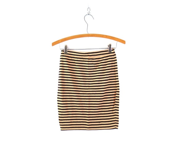 Striped Mini Skirt Vintage 1980s Mini Skirt Peach… - image 1