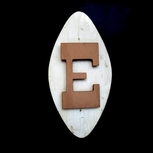 1960's Large Wooden Letter "E" Tall Vintage Distressed Wood Letter, Handmade Retro Signage Art Letter, Eclectic Farmhouse Decor, Wall Art