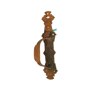 Antique Ornate Iron Door Pull Handle 12&quot; long architectural salvage restoration