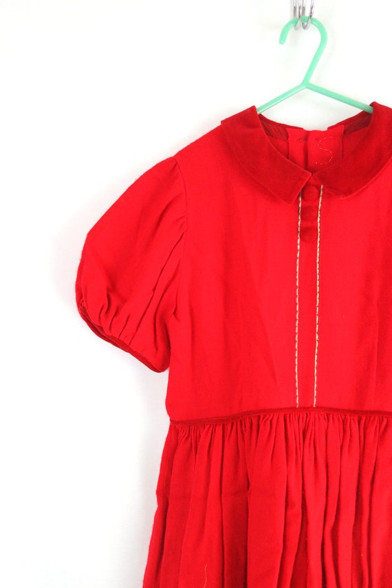 1950s Vintage Child's Dress Red Mid Century Kid's… - image 5