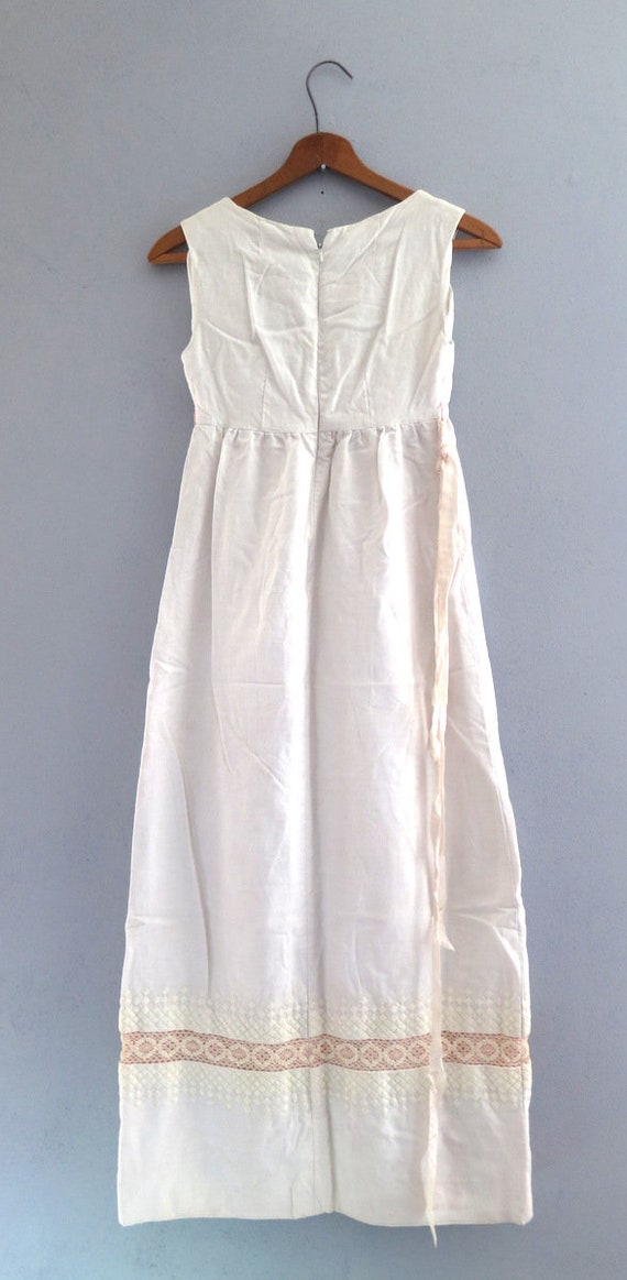 Vintage Crocheted Maxi Dress Long White Cotton Bo… - image 8