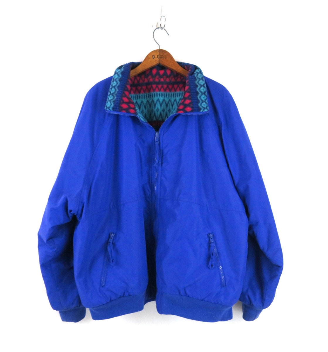 Vintage Reversible Jacket 90s Fleece Windbreaker Coat Size 2X - Etsy