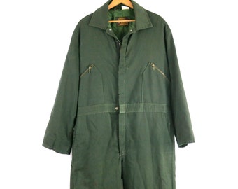 Vintage Overalls Walls Blizzard Pruf Army Green Jumpsuit coveralls one piece car Mechanics Suit Pants Men's Size Large