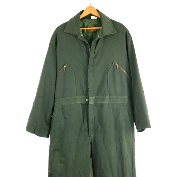 Vintage Overalls Walls Blizzard Pruf Army Green Jumpsuit coveralls one piece car Mechanics Suit Pants Men's Size Large