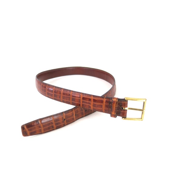 Brown Leather Belt | Minimal 1990s Vintage Belt |… - image 1