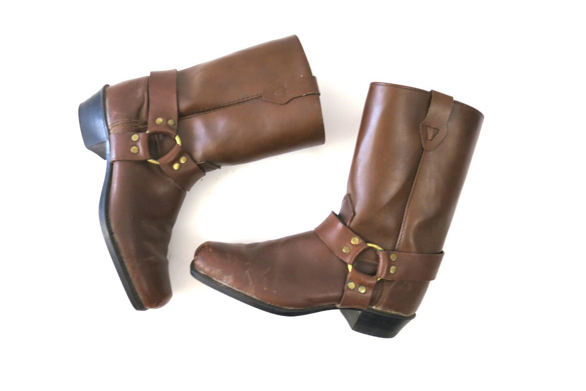 leather biker boots size 6