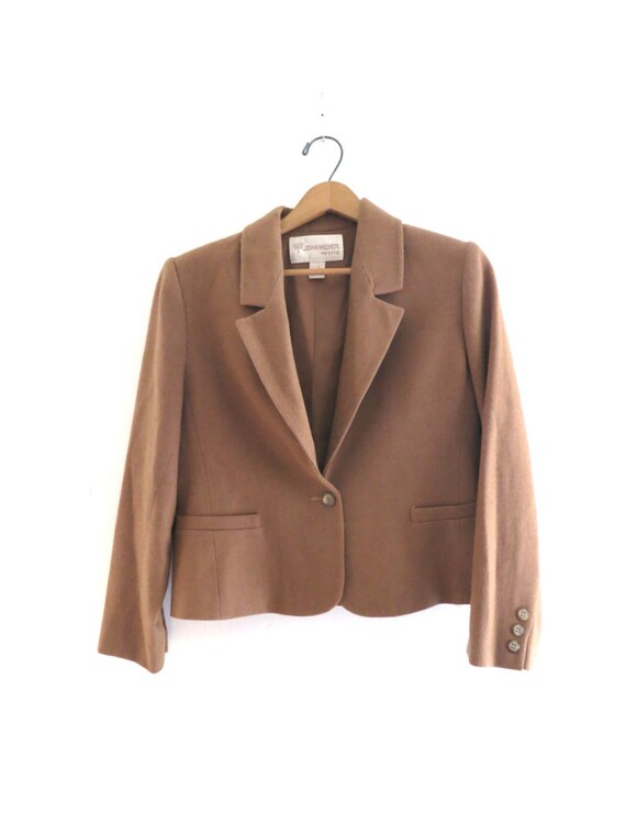 90s Camel Brown Wool Blazer John Meyer 