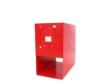 Vintage Red Steel Magazine Holder Organizer Storage Library Books Retro Metal Shelving