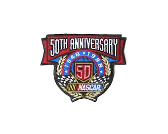 90s Vintage NASCAR Patch - Embroidered Applique 1990s 50th Anniversary Patch