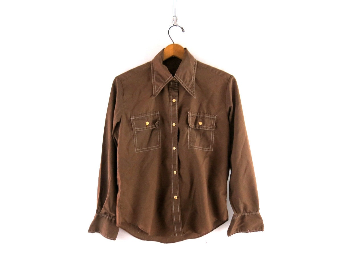Vintage Brown Button Up - Etsy