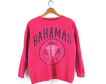 Vintage Bahamas Sweatshirt: 90s Pink Paris Sport Club, Medium