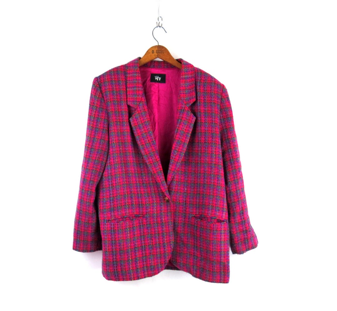 Vintage Pink Knit Blazer Retro Preppy Office Jacket Etsy