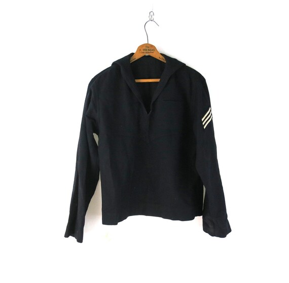 Wool Navy Undress Shirt Jumper Vintage 