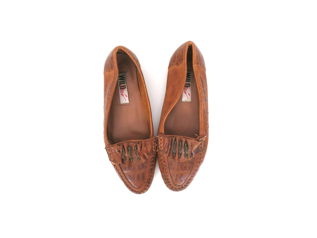 Vintage 90s Brown Leather Slip on Loafers - Women's Size 7 - Etsy