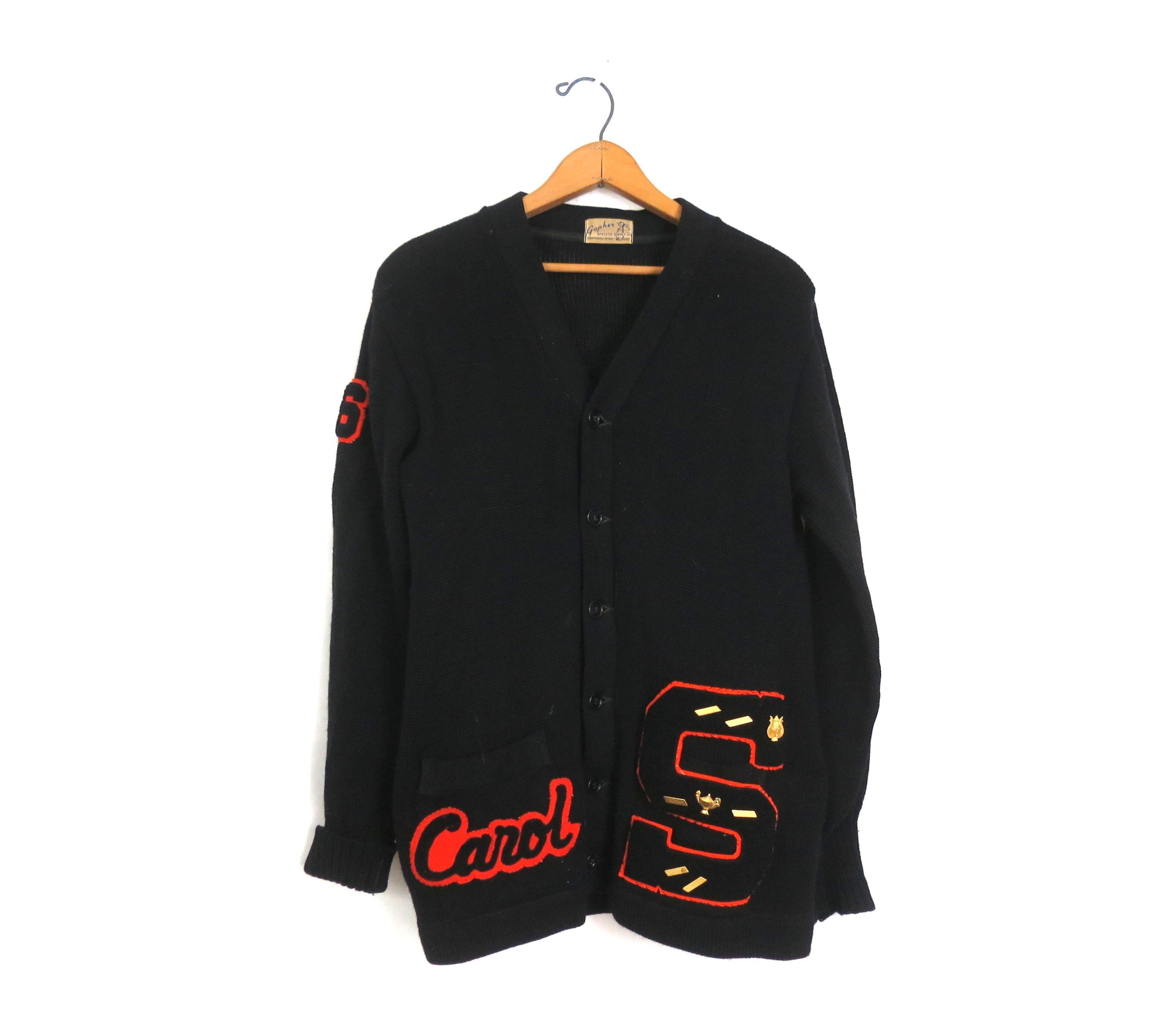Vintage 50s Wool Letterman Cardigan Sweater With Patches - Etsy