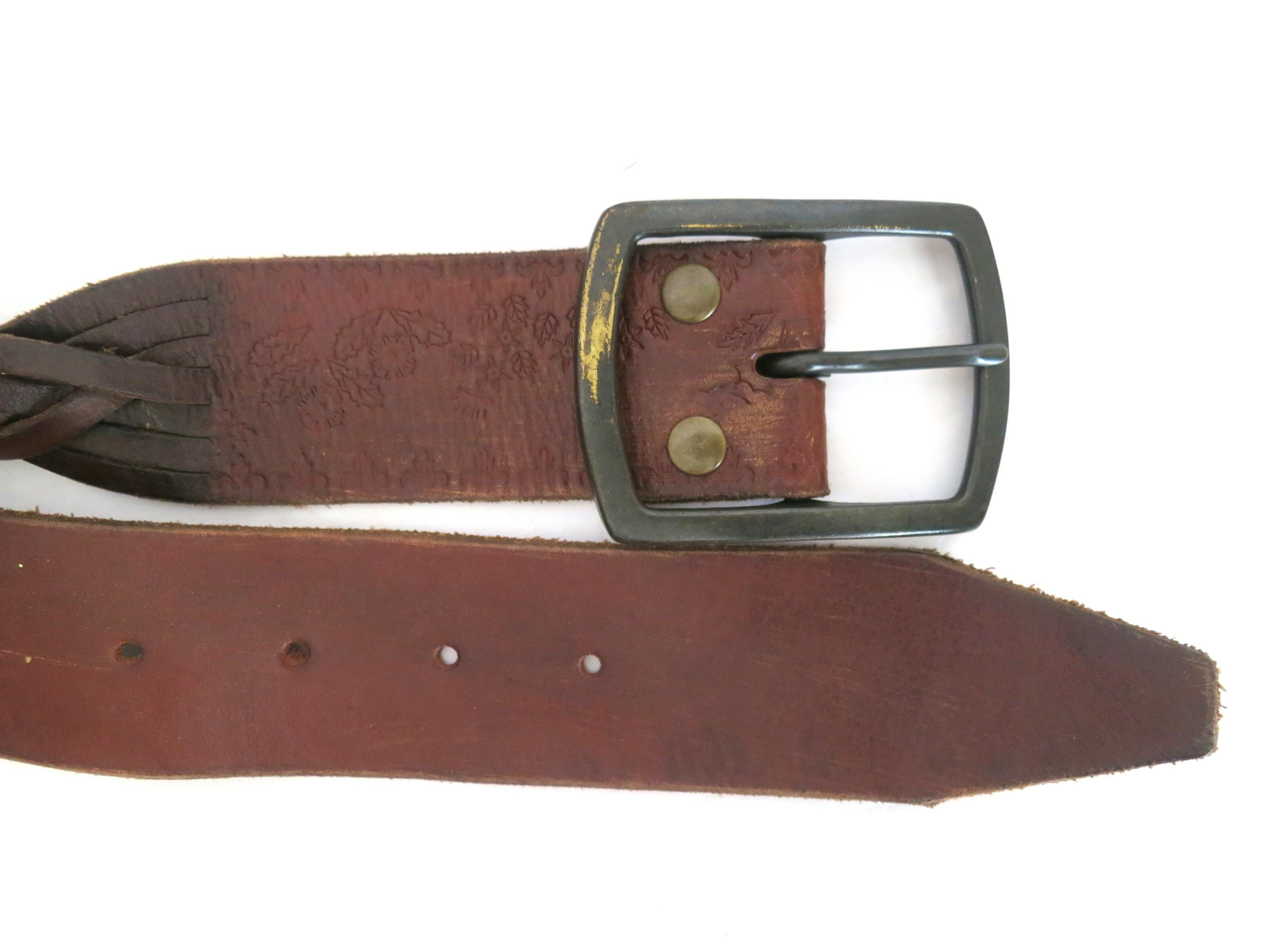 Vintage Braided Leather Loop Belt Brown Boho Western Festival 90s Y2K Rodeo Vintage Braided Leather Belt Women, Thin Brown Woven Belt  main image 2