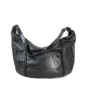 Large Black Leather Purse Vintage 90s Crossbody Bag Crescent Large Black Leather Purse Vintage 90s Crossbody Bag Crescent