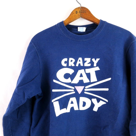 Blue Crazy Cat Lady Sweatshirt Cute Novelty Sweat… - image 2