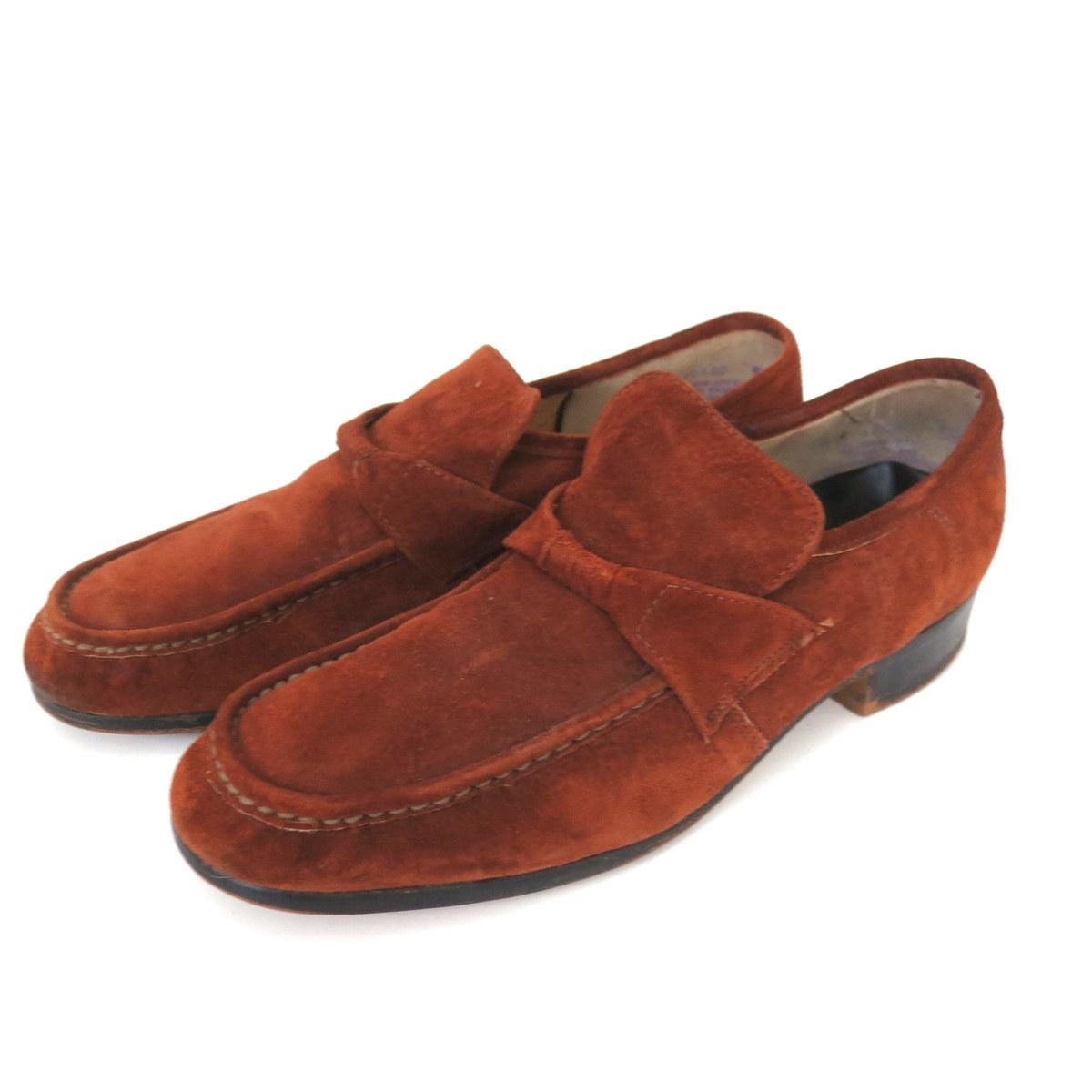 1970s Brown suede leather Hush Puppies Vintage Lounge Loafers Dress Shoes Men's Size 9