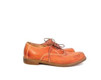Vintage Tan Leather Oxfords: Men's Brown Dress Shoes, Size 8.5