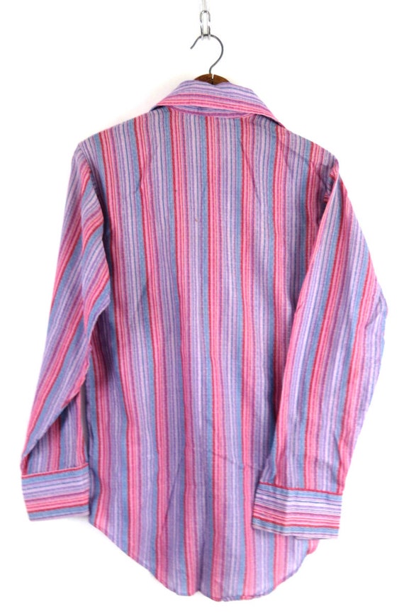 Vintage 1970s Button Up Oxford Shirt | Pink Purpl… - image 6
