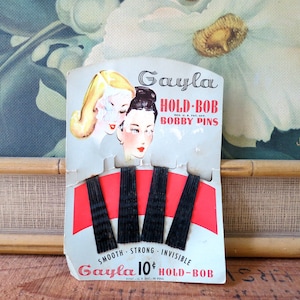 vintage Gayla bobby pins / Mid Century Hair Salon Advertising Decor