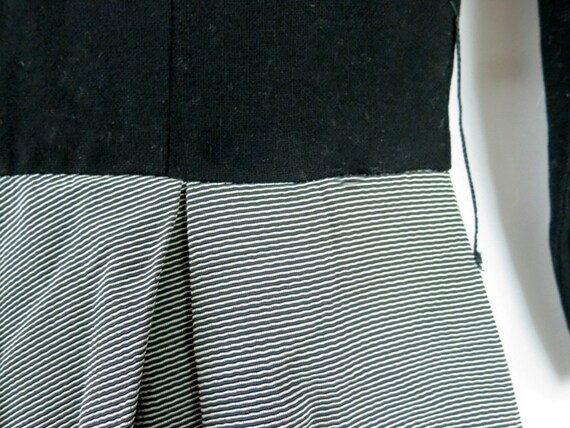 1950s Black Formal Dress 3/4 Sleeve Striped Skirt… - image 4