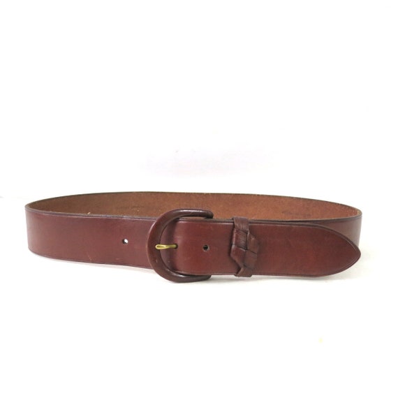 Wide Brown Leather Belt | Minimal 00s Ralph Laure… - image 1