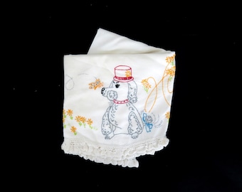 Vintage Stickerei Pudel Hund Kissenbezug Bestickter Kissenbezug