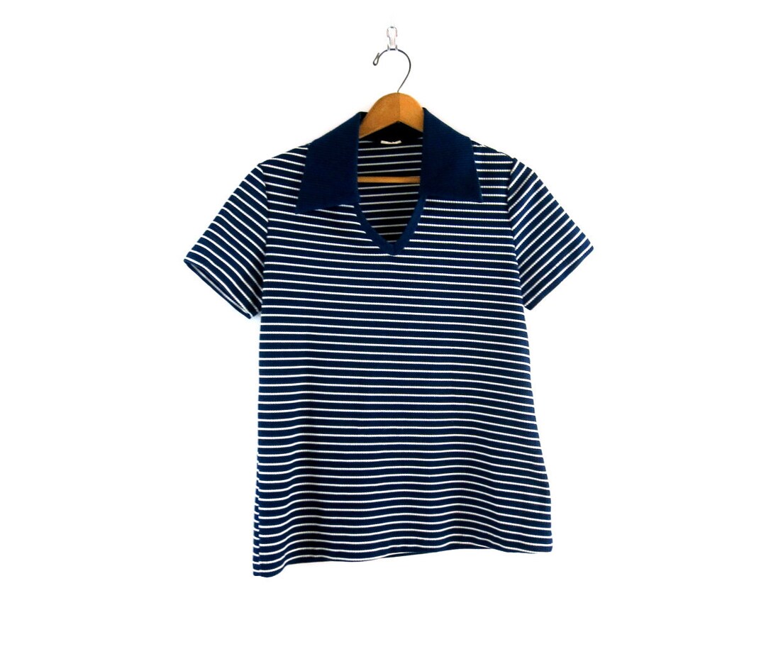 Plus Size Women Summer Vintage Stripe 100%Cotton Stand Collar Shirt
