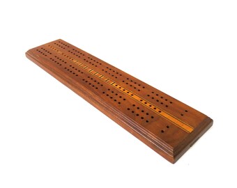 Drueke Cribbage Game Vintage Wood Cribbage Board Retro Card Party Night complete