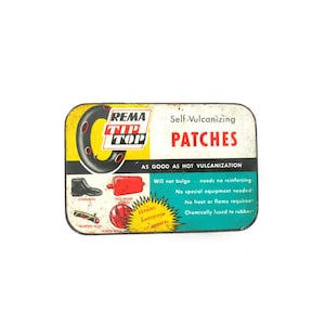 Vintage Advertising Tin REMA TIP TOP Self-Vulcanizing Tire Patches / Small Advertising Tin with Contents