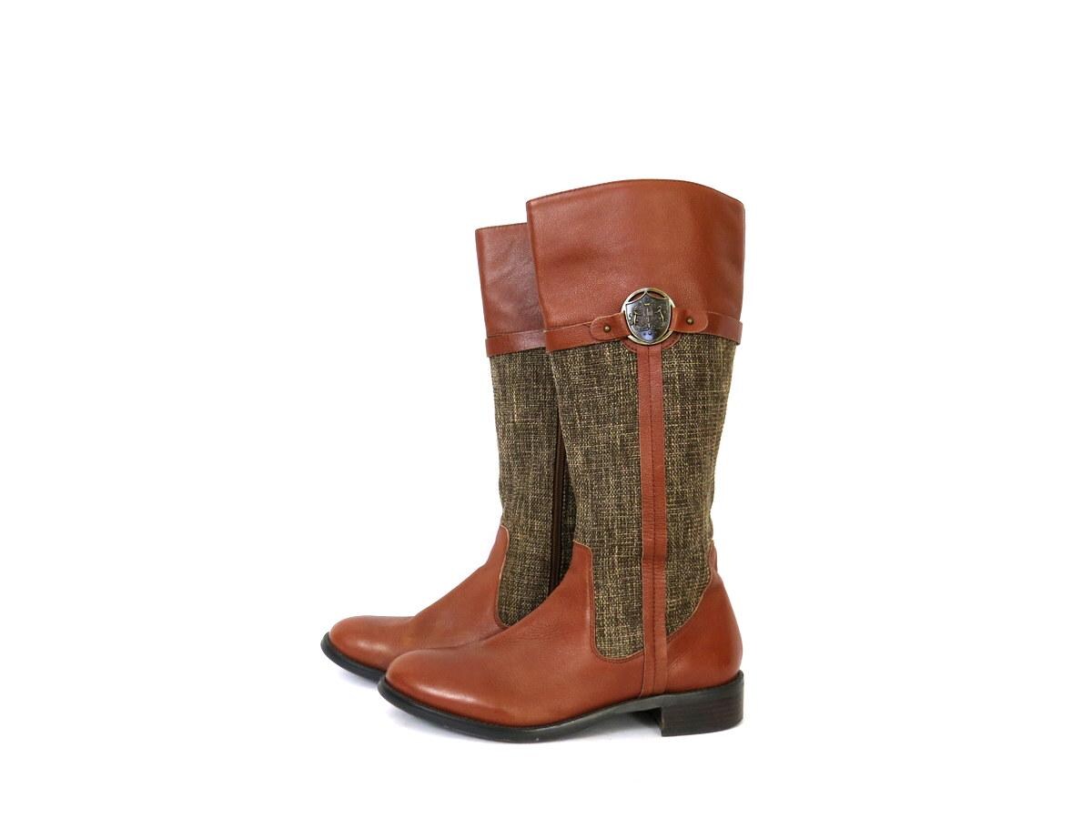 00s Brown Boots Leather Riding Boots Tweed Leather Equestrian
