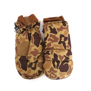 Camo Adult Mittens Warm Winter Gloves Vintage Hunting Mittens with Pocket Size XL