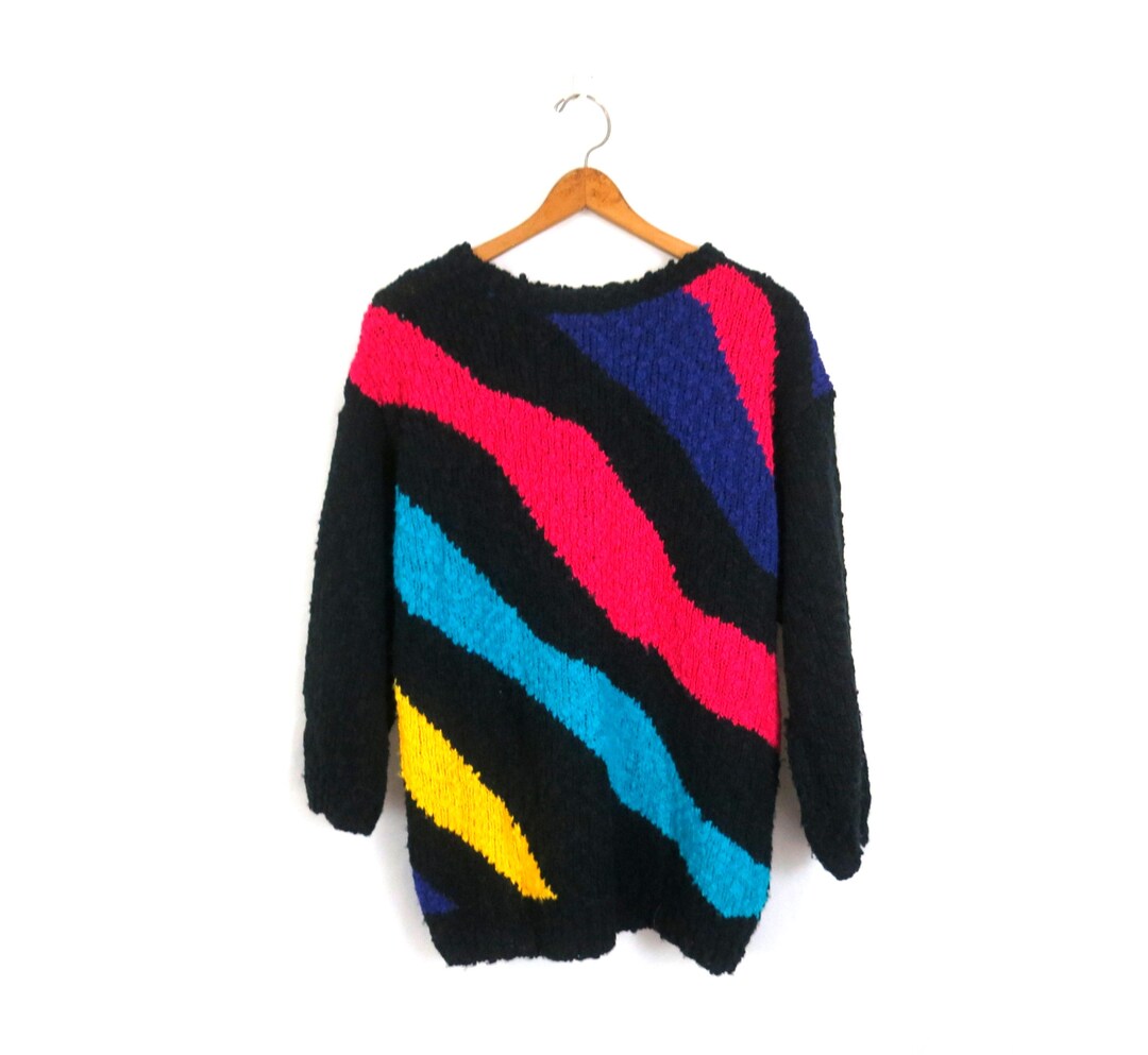 Vintage 90s Colorblock Sweater Retro 1990s Sweater Women's Sie Medium ...