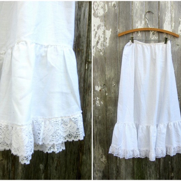 White Lace Half Slip Vintage White Lace Slip Skirt Long midi Knee Slip Wedding Slip Womens Size Medium