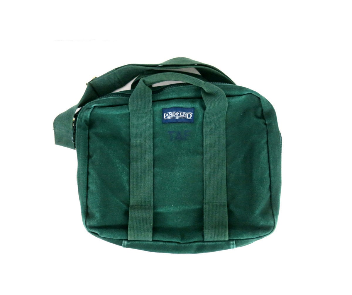 Lands End Canvas Cotton Laptop Bag | Green Briefcase Messenger Bag