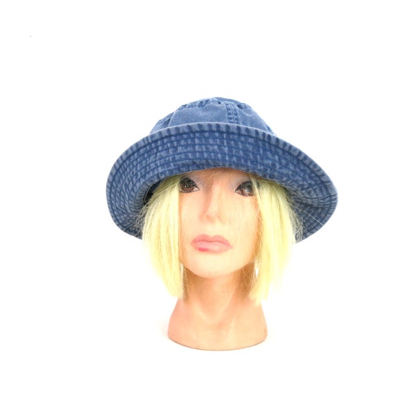 Blue Cotton Bucket Hat | Vintage Nissun Hat | Lar… - image 5