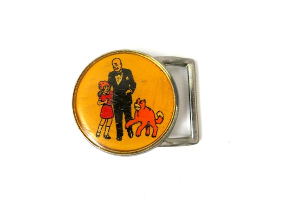 Vintage Annie Daddy Warbucks Belt Buckle LEE Belt… - image 1