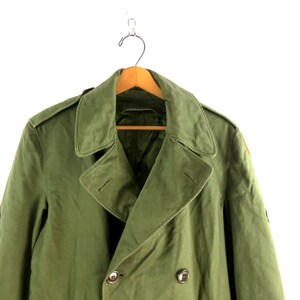 Green Army Trench Coat Military Issue Overcoat With Wool Liner Double ...