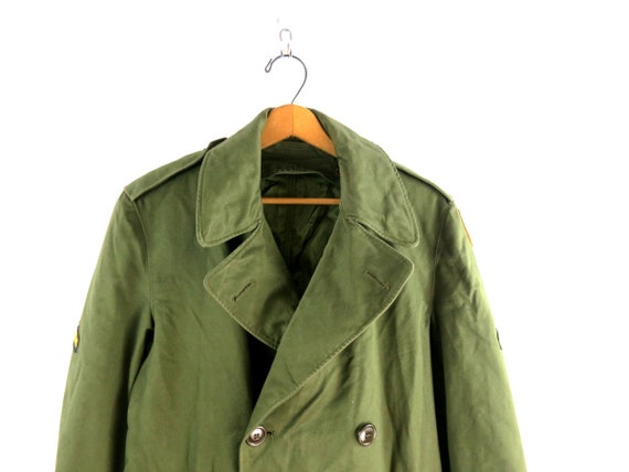 Green Army Trench Coat Military Issue Overcoat wi… - image 5