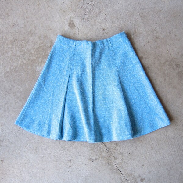 60s Light Blue Skirt | High Waist Skirt 1960s | Mod Mini Skirt | Basic Summer Miniskirt Hipster Girl Vintage Womens XS Small