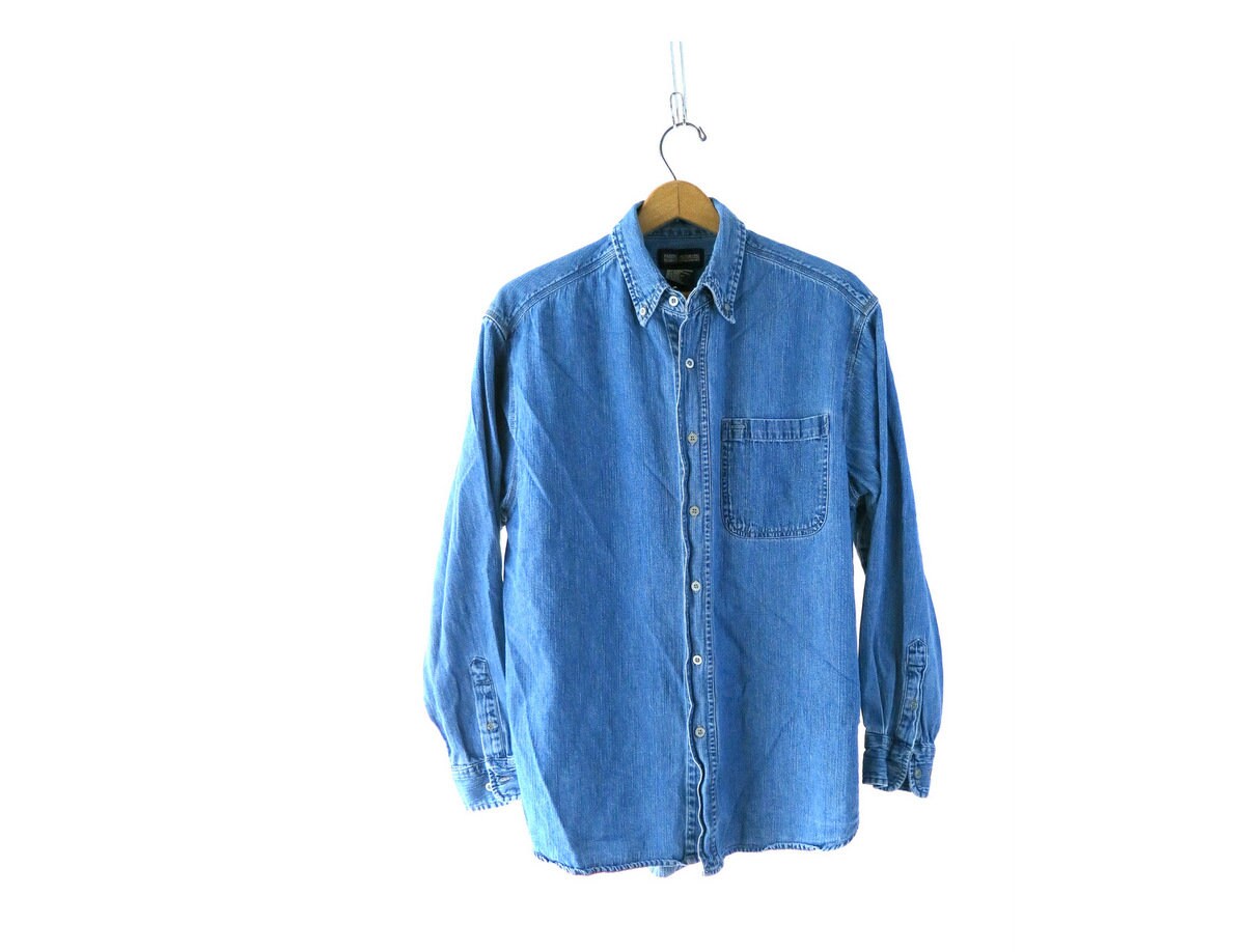 Preppy Blue Jean Shirt Denim Boyfriend 