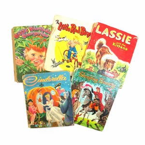 Vintage Children&#39;s Book Collection 1950s Illustrated Book Kids Room Decor for Junk Journal
